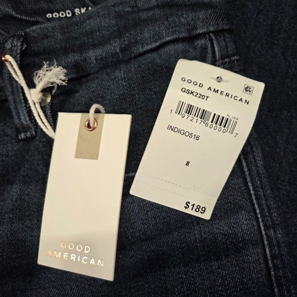 Good American Good Skate Jeans Size 8 High Rise Wide Leg Indigo NWT 34 Inseam - Picture 7 of 16